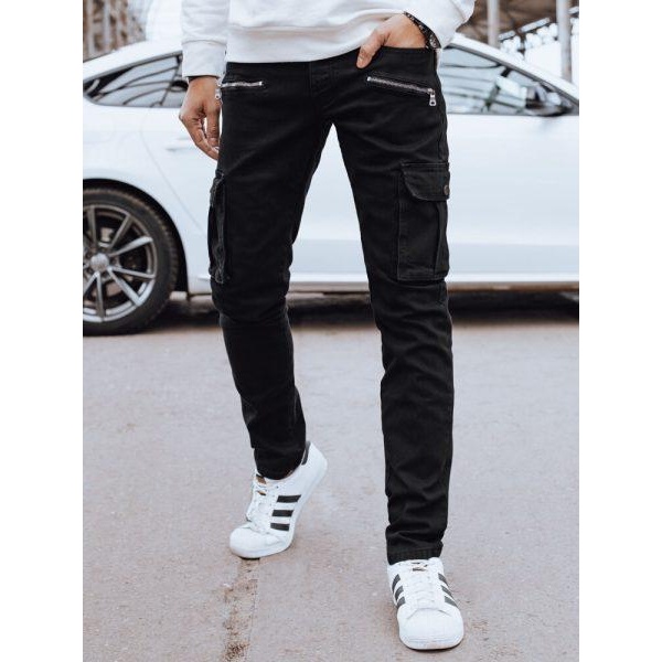 Pánske čierne cargo nohavice Dstreet UX4237