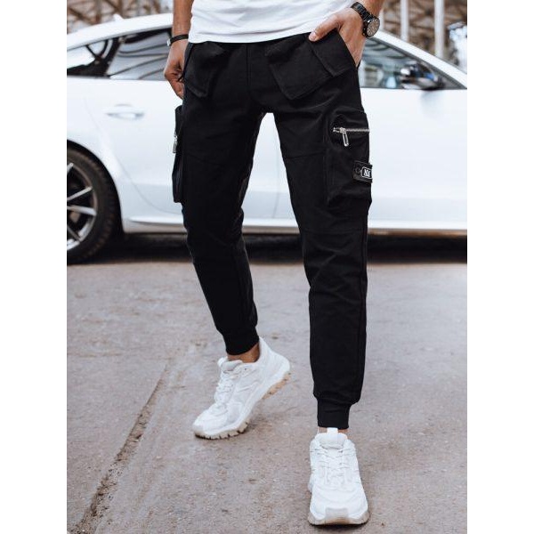 Pánske čierne cargo nohavice Dstreet UX4299