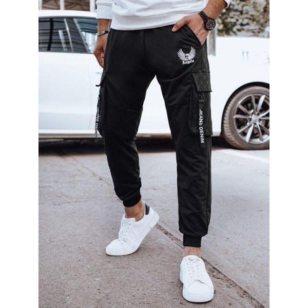 Pánske čierne cargo nohavice Dstreet UX4372