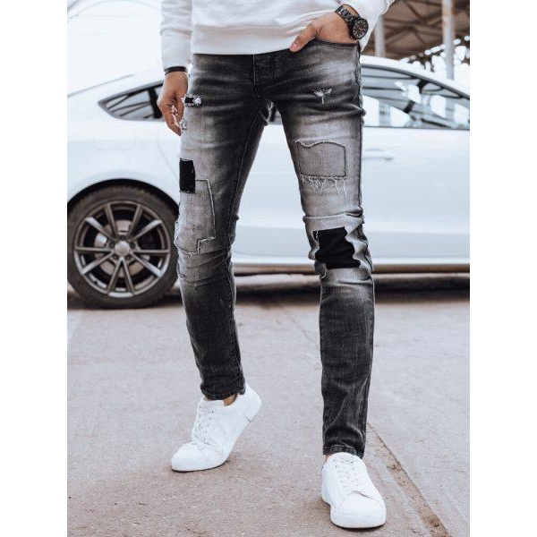 Pánske šedé džínsové nohavice Dstreet UX4293