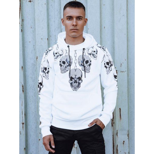 Biela pánska mikina s kapucňou Dstreet BX5840