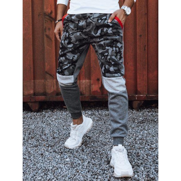Dstreet UX4427 antracitové camo pánske tepláky