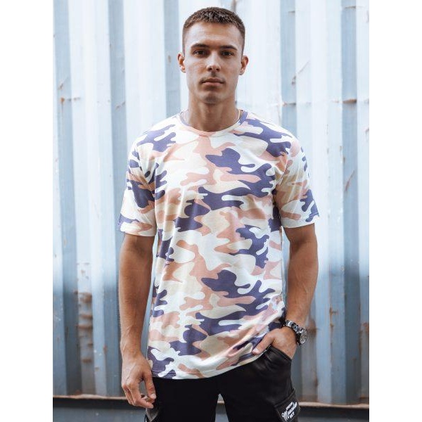 Pánske béžové camo tričko Dstreet RX5589