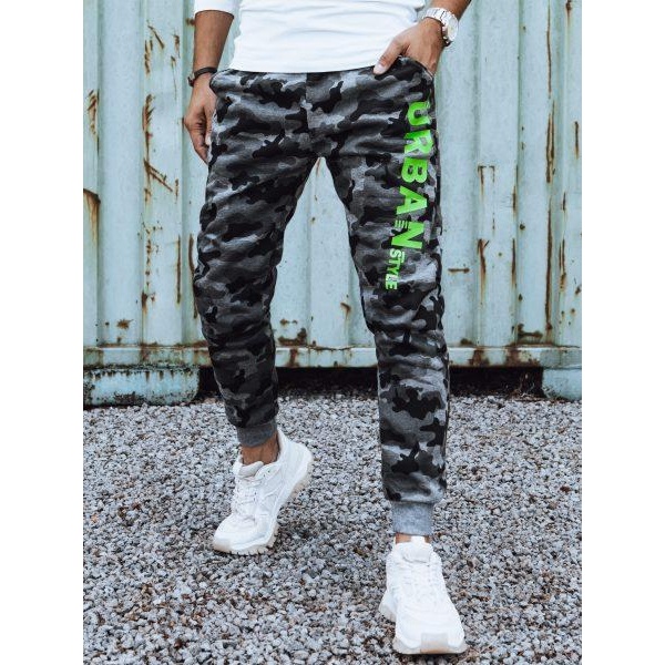 Pánske camo tepláky s potlačou antracit Dstreet UX4441
