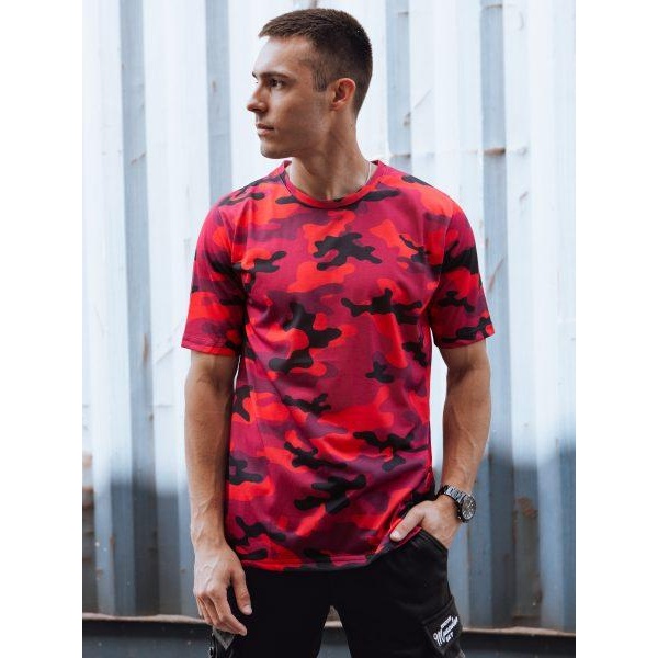 Pánske červené camo tričko Dstreet RX5591