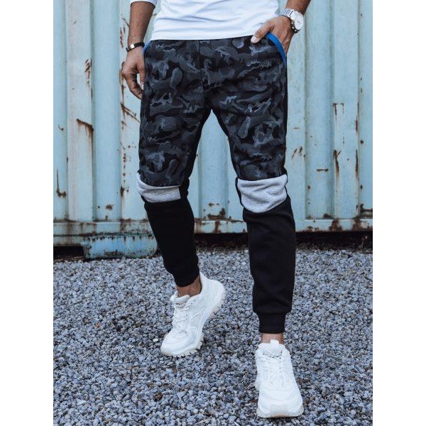 Pánske čierne camo tepláky Dstreet UX4429