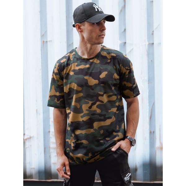 Pánske khaki maskáčové tričko Dstreet RX5594