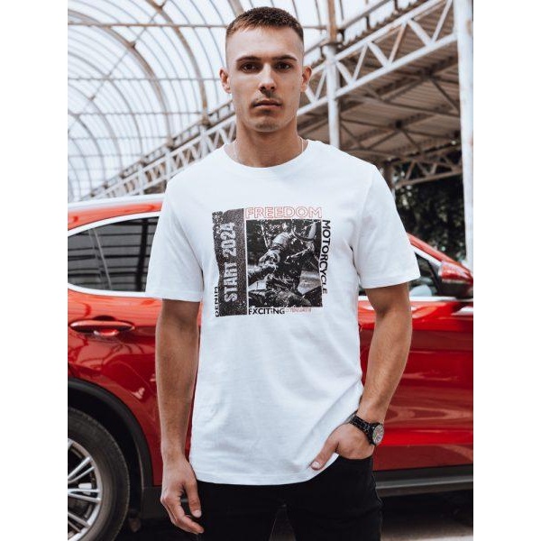 Pánske tričko s potlačou biele Dstreet RX5463