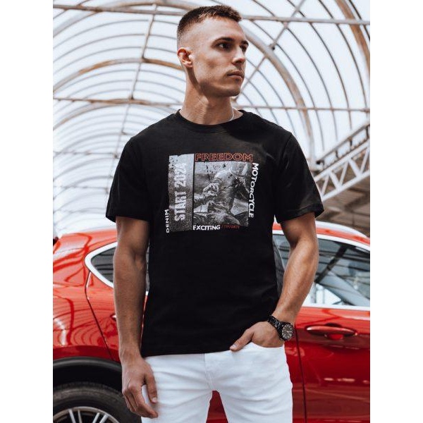 Pánske tričko s potlačou čiernej farby Dstreet RX5464