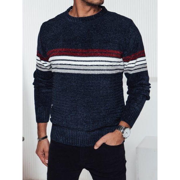 Pánsky tmavomodrý pruhovaný sveter Dstreet WX2281