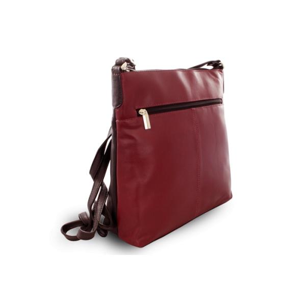 Burgundy-čierna kožená zipsová kabelka 212-3015-60/34