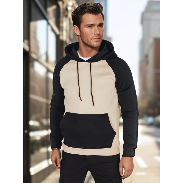 Pánska basic mikina s kapucňou béžovej Dstreet BX5890