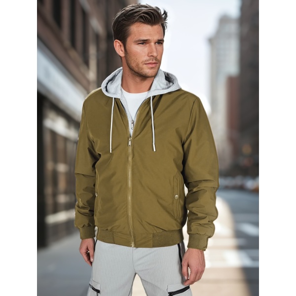 Pánska bomber bunda s kapucňou zelená Dstreet TX5022