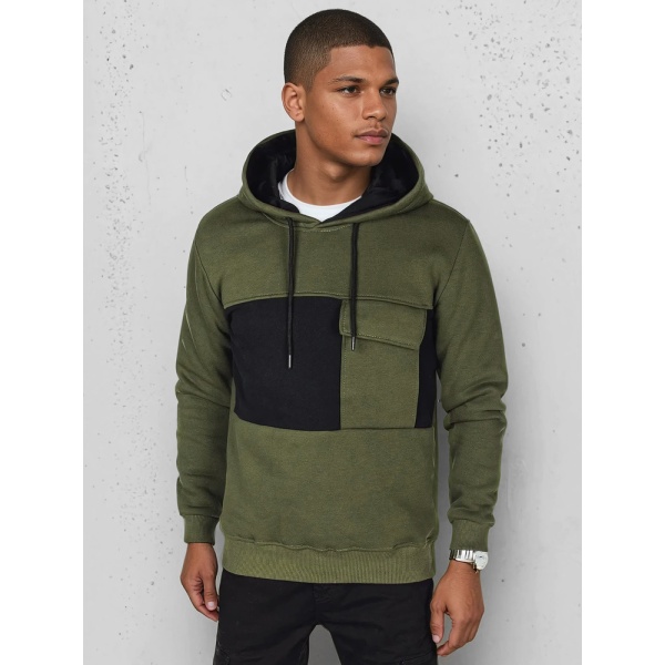 Pánska mikina s kapucňou khaki Dstreet BX5913
