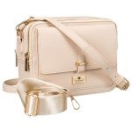 Béžová dámska crossbody kabelka z eko kože s dvoma popruhmi – Peterson