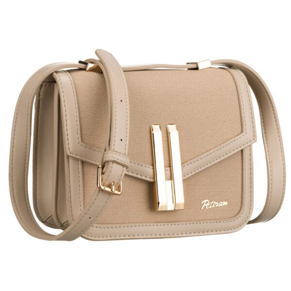Dámska béžová crossbody kabelka Peterson s magnetickým klipsom a nastaviteľným popruhom
