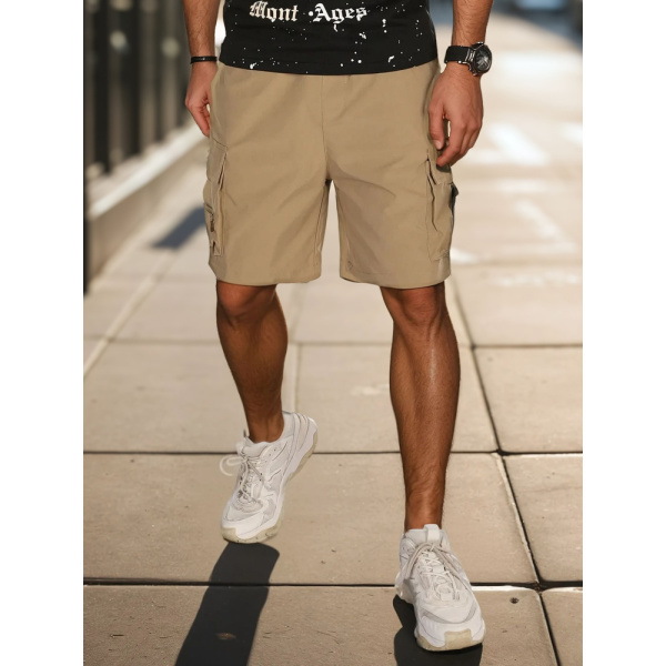 Pánske khaki cargo kraťasy Dstreet SX2505