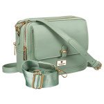 Zelená dámska crossbody kabelka z eko kože s dvoma popruhmi – Peterson