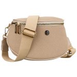 Béžová dámska crossbody kabelka so zipsom a nastaviteľným popruhom