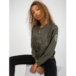 Dámska bunda/mikina bomber s vreckami RUE PARIS khaki