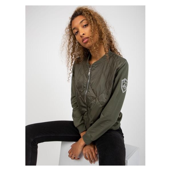 Dámska bunda/mikina bomber s vreckami RUE PARIS khaki
