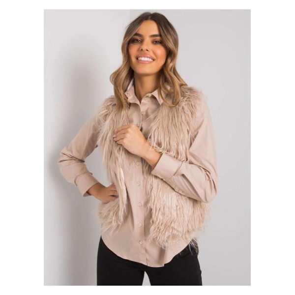 Dámska kožušinová vesta Moncalieri OCH BELLA beige