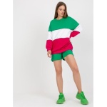 Dámska mikina bez kapucne RUE PARIS green-fuchsia