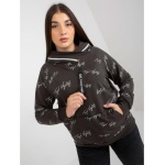 Dámska mikina s kapucňou plus size s potlačou DEBORAH khaki