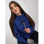 Dámska mikina s písmenami plus size KRYSTLE tmavo modrá