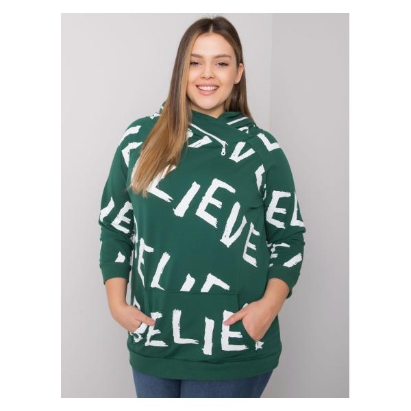 Dámska plus size mikina s kapucňou PERTH tmavozelená