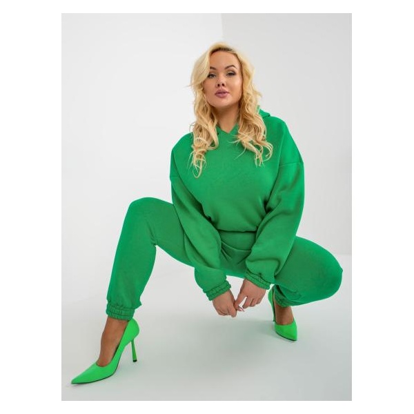 Dámska súprava plus size basic s kapucňou UNFRIEDA zelená