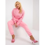 Dámska súprava plus size basic s nohavicami UWA ružová