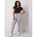 Dámske melanžové plus size tepláky ALVA sivé