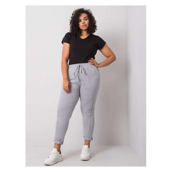 Dámske melanžové plus size tepláky ALVA sivé