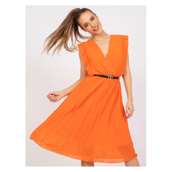 Dámske midi šaty so zavinovacím výstrihom MARINE orange