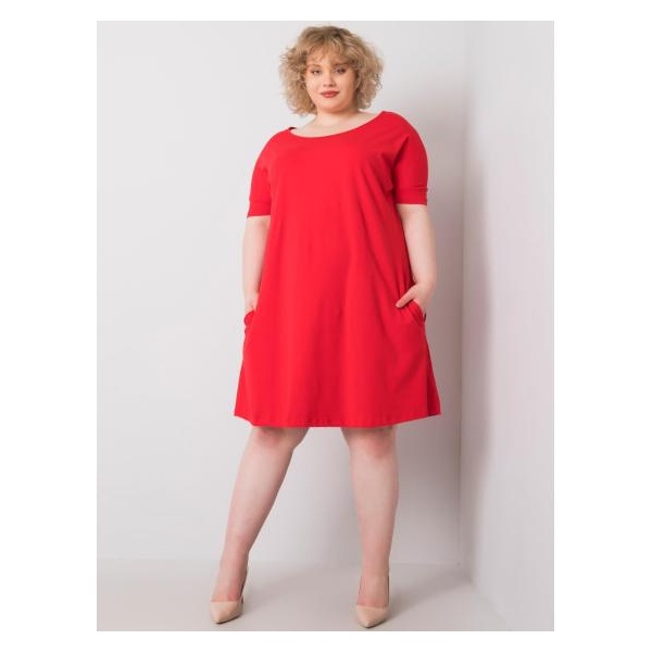 Dámske šaty s krátkym rukávom plus size BELLAMY červené