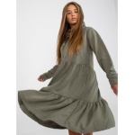 Dámske šaty s volánom rozšírené mikinové FRESH MADE khaki