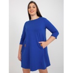 Dámske šaty s vreckami mini plus size DALENNE kobaltové