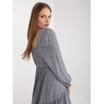 Dámske tlačené midi šaty s dlhým rukávom ZULUNA Blue