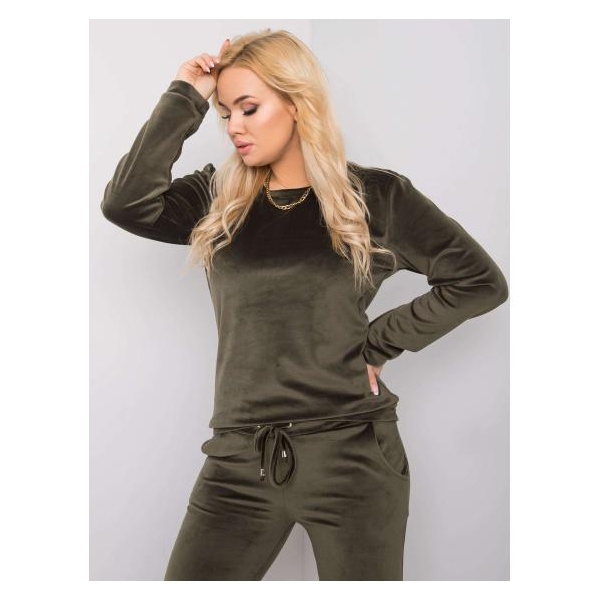 Dámsky plus size velúrový komplet Jeanne khaki