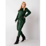 Dámsky plus size velúrový set JEANNE tmavo zelený