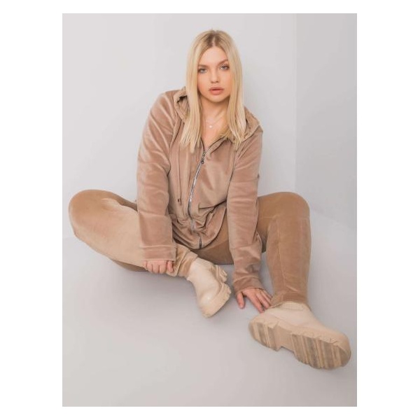 Dámsky plus size velúrový set MICHELL beige