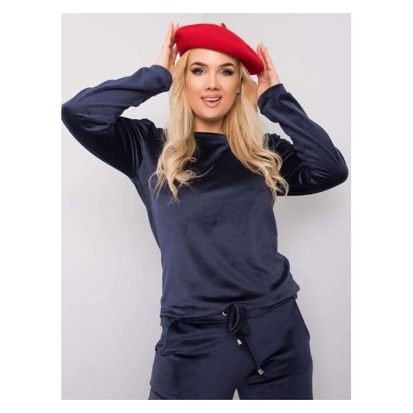 Dámsky velúrový plus size set JEANNE tmavomodrý