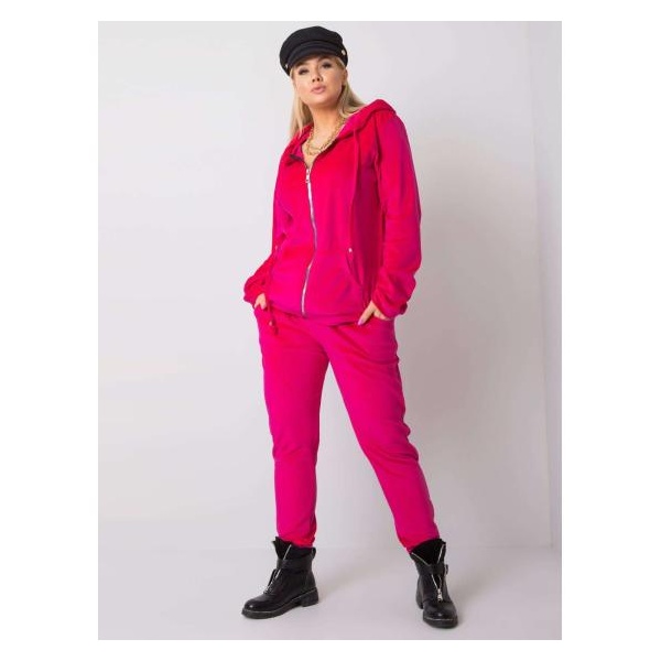 Dámsky velúrový plus size set MICHELL ružový