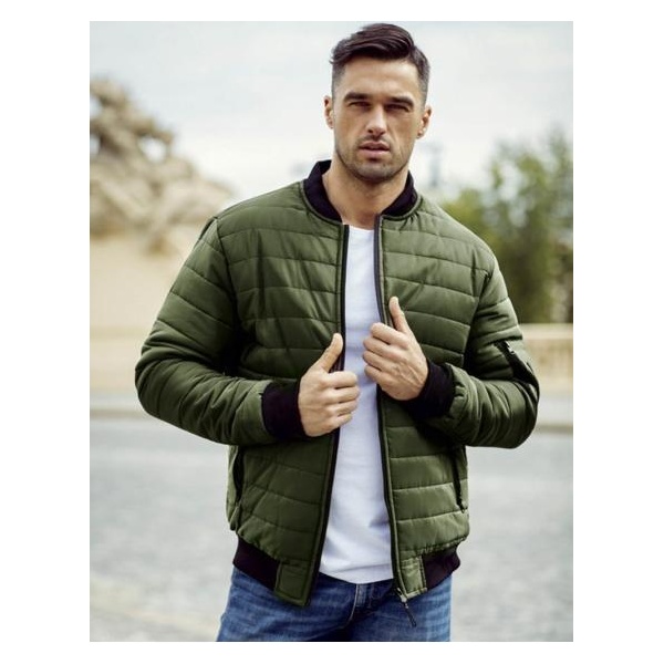 Pánska NEWSTYLE bunda prešívaná bomber jacket zelená