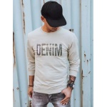 Pánska mikina s potlačou DENIM béžová