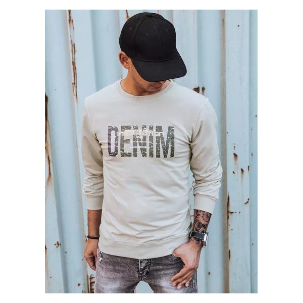 Pánska mikina s potlačou DENIM béžová