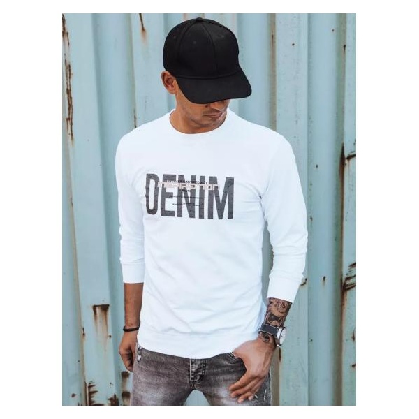Pánska mikina s potlačou DENIM biela