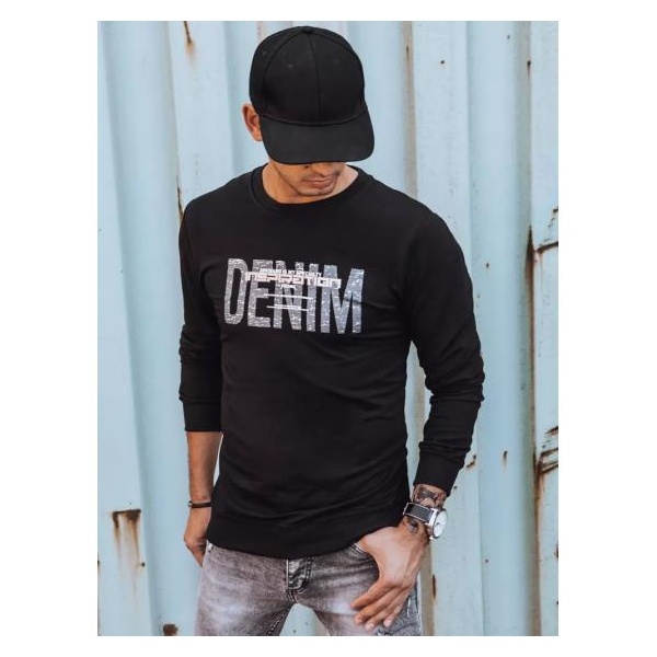 Pánska mikina s potlačou DENIM čierna