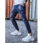 Pánske jogger riflové nohavice granátové STREET